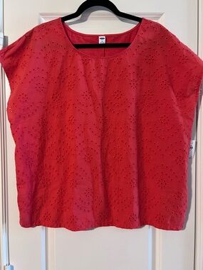 Eyelet Boxy Top - Orange